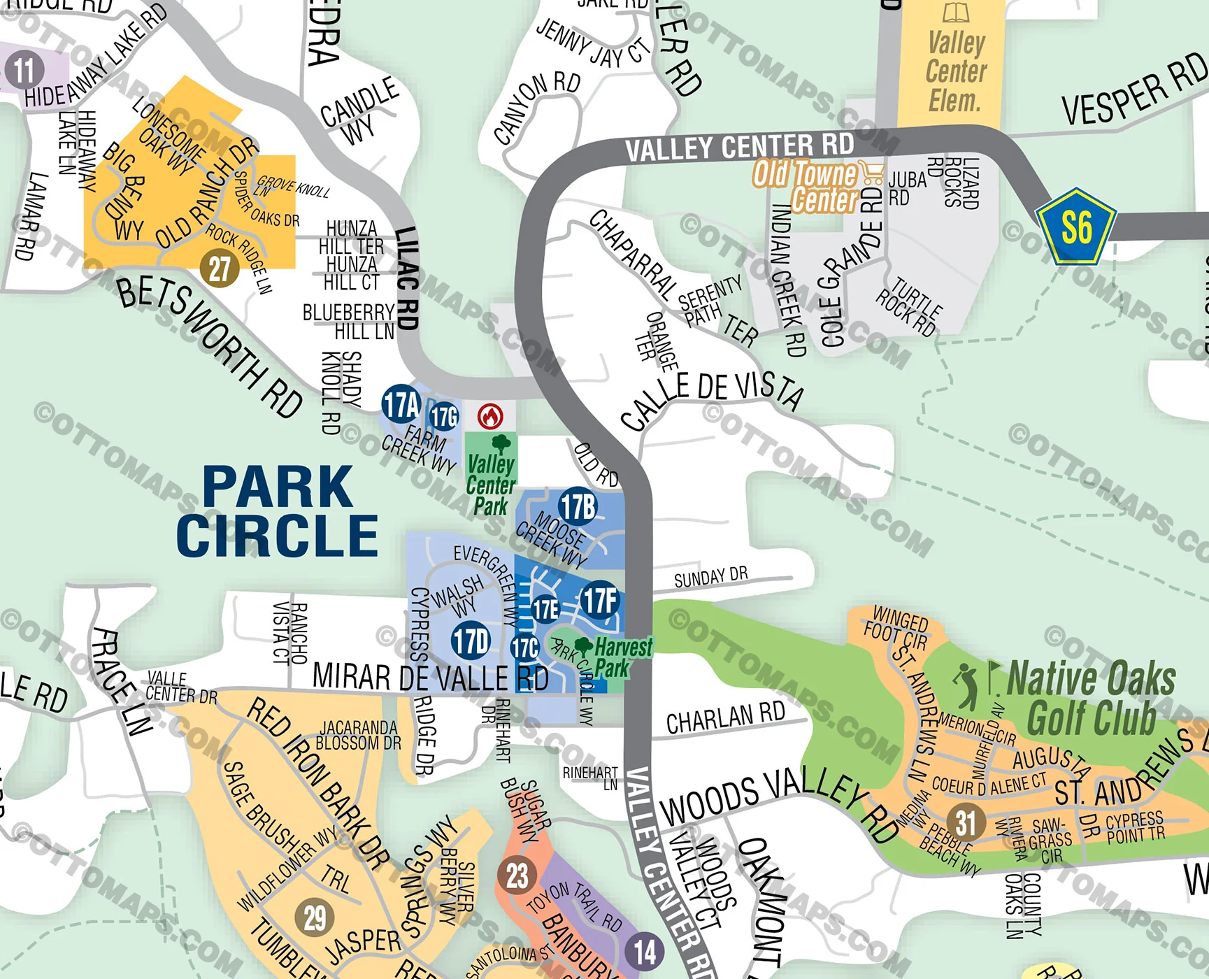 Valley Center Map with Hidden Meadows, Rincon and Pauma Valley, San Diego County, CA - FILES - PDF and AI, editable, vector, royalty free - Image 2