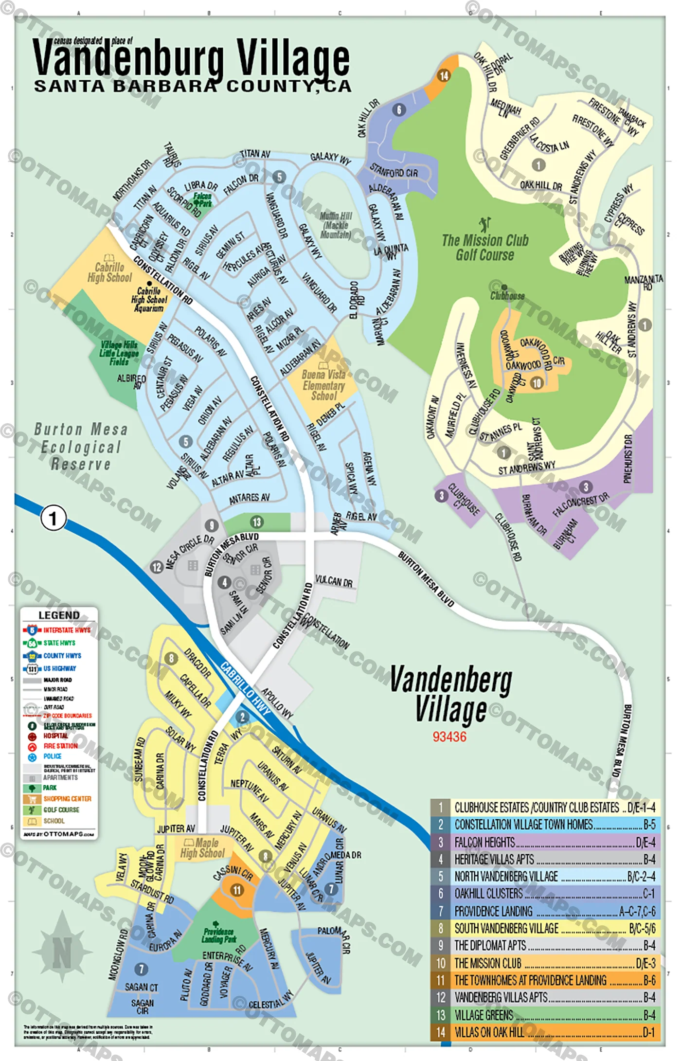 Vandenberg Village Map, Santa Barbara County, CA - POSTER PRINTS - Image 2
