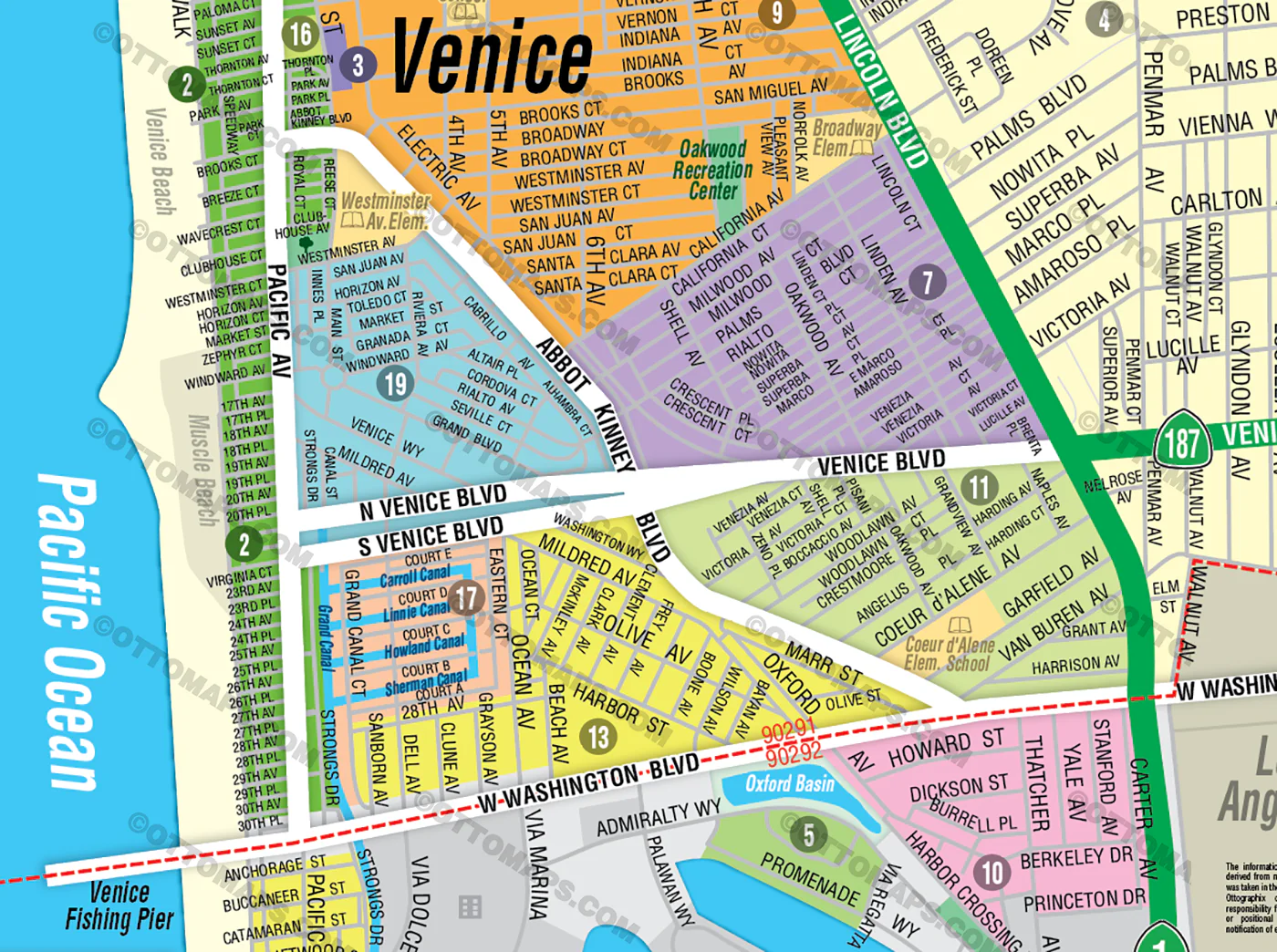 Venice Map, Los Angeles, CA - FILES - PDF and AI, editable, vector, royalty free - Image 2