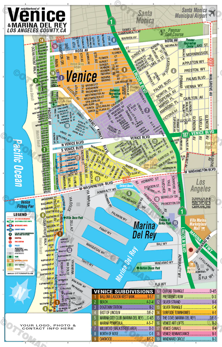 Venice Map, Los Angeles, CA - FILES - PDF and AI, editable, vector, royalty free - Image 3