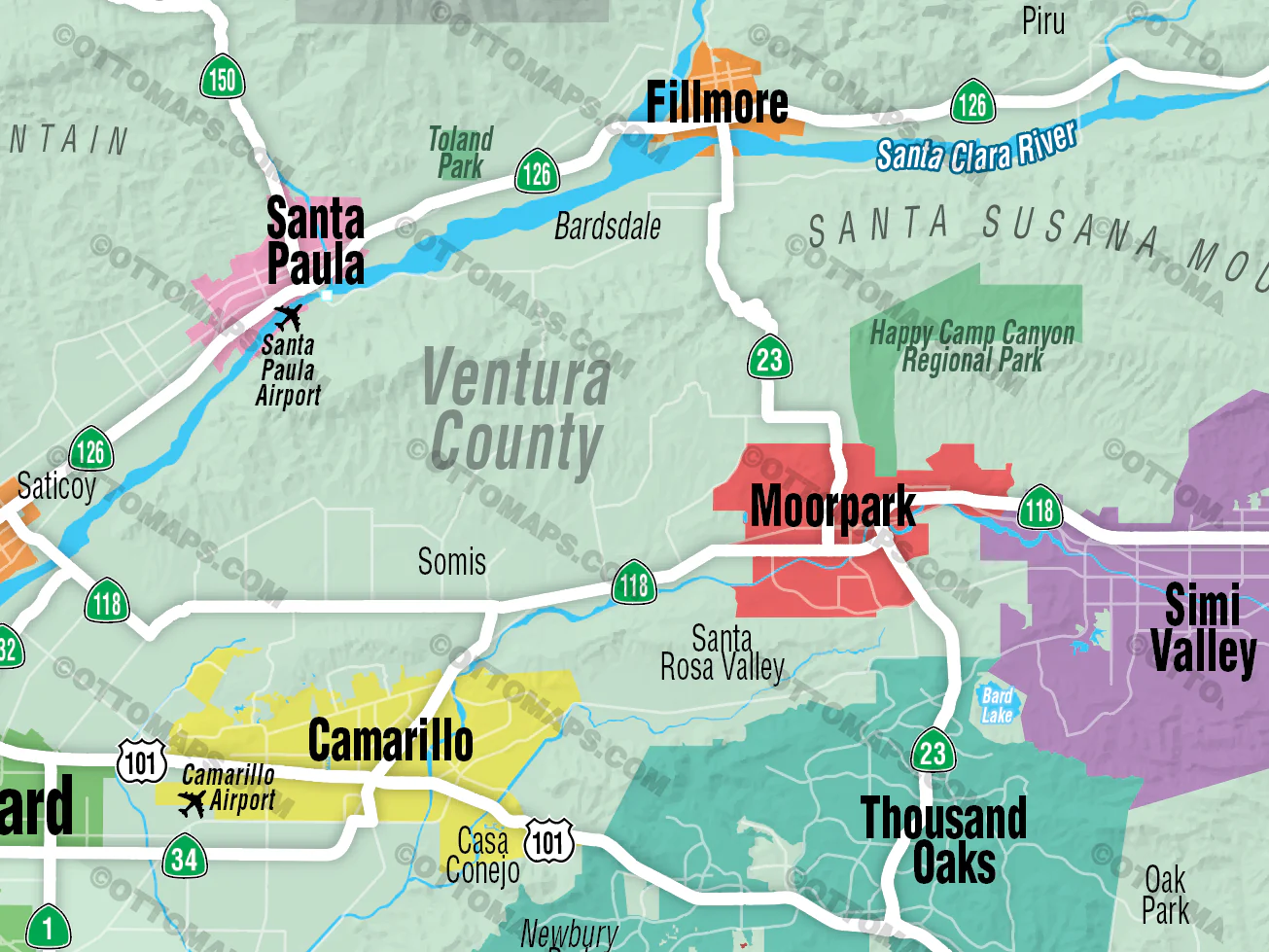 Ventura County Map (no zip codes) - FILES - PDF and Adobe Illustrator - Image 2