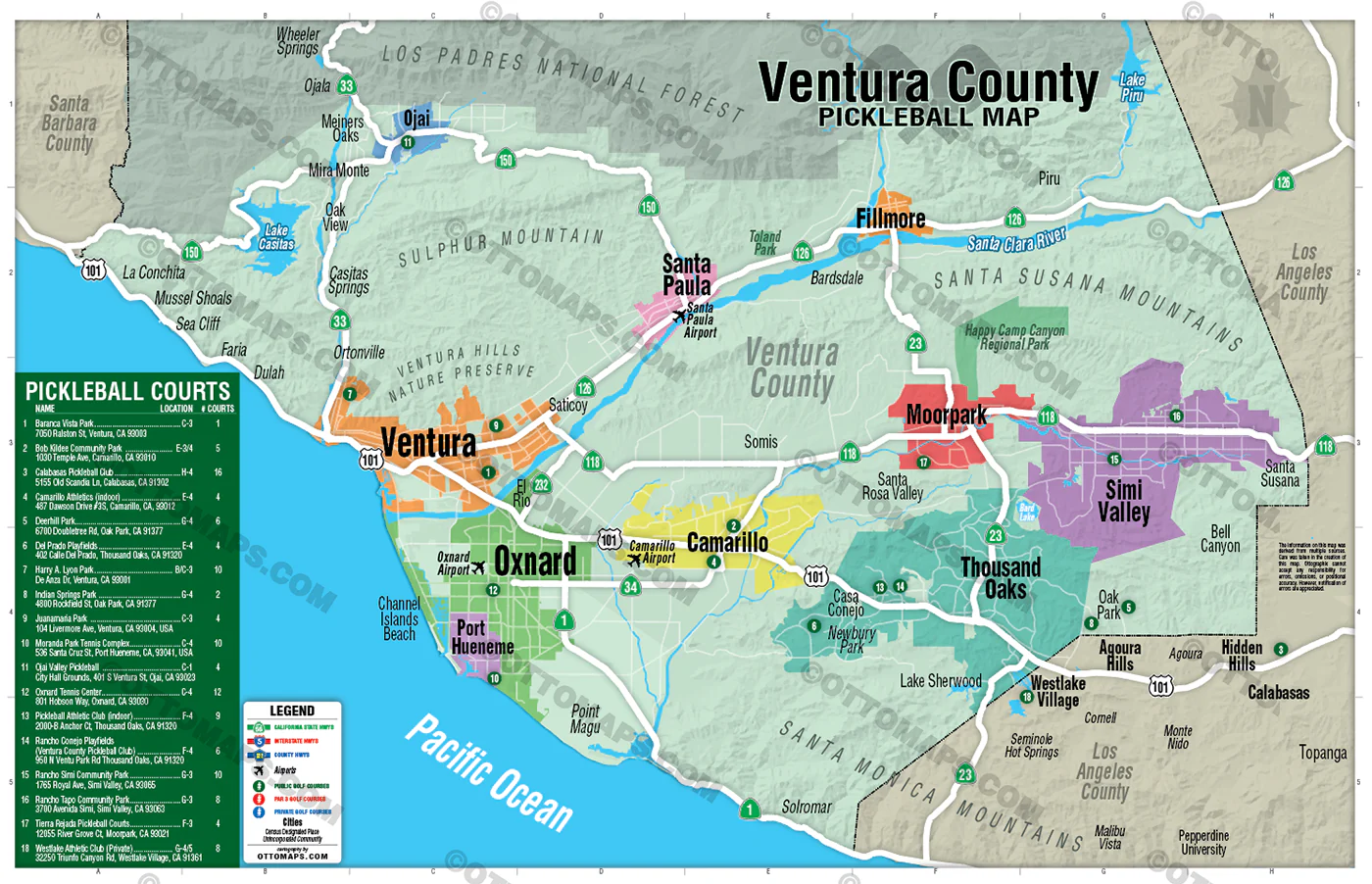 Ventura County Pickleball Map - POSTER PRINTS - Image 2