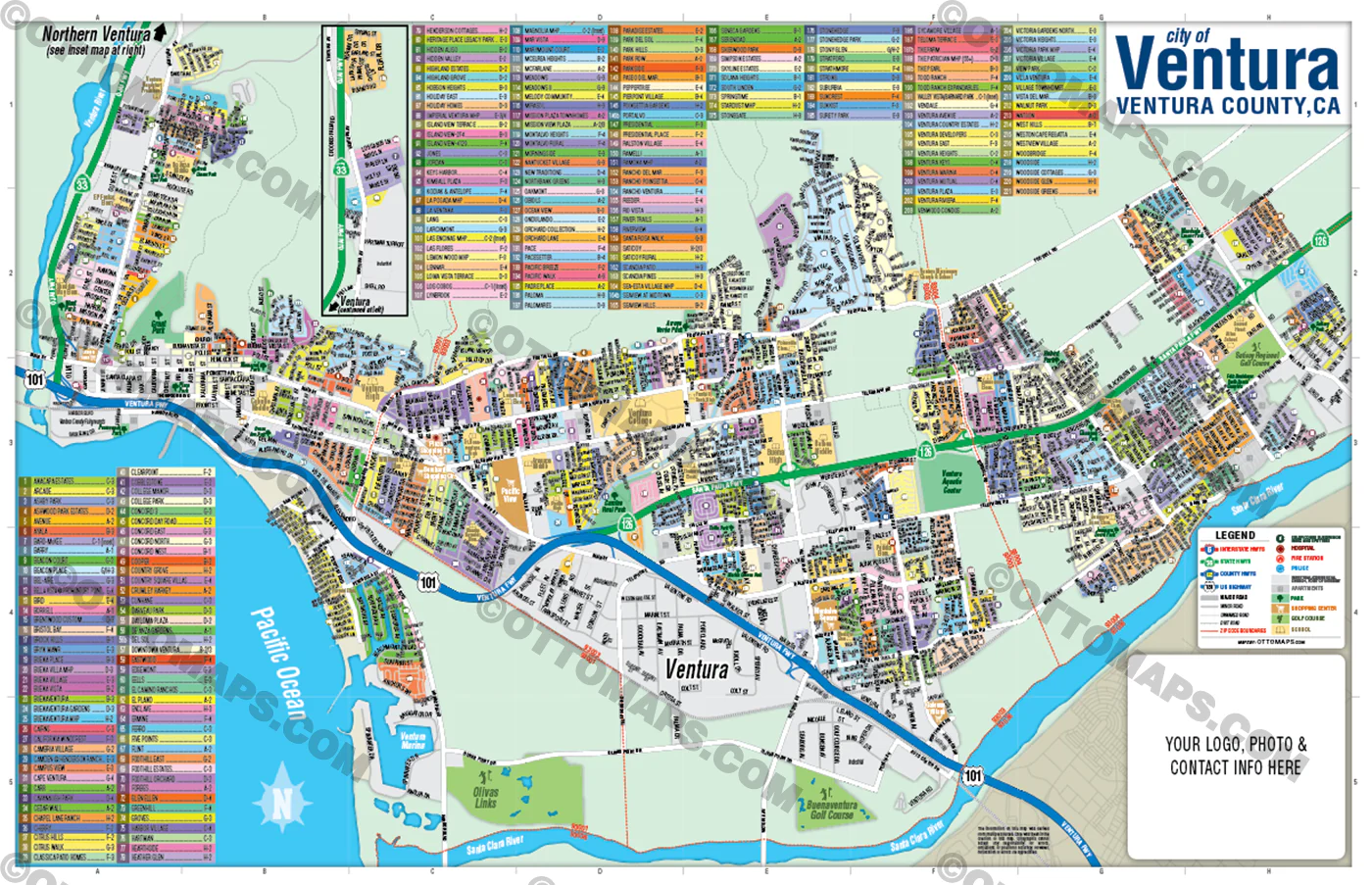 Ventura Map, Ventura County, CA - FILES - PDF and AI, editable, vector, royalty free - Image 2