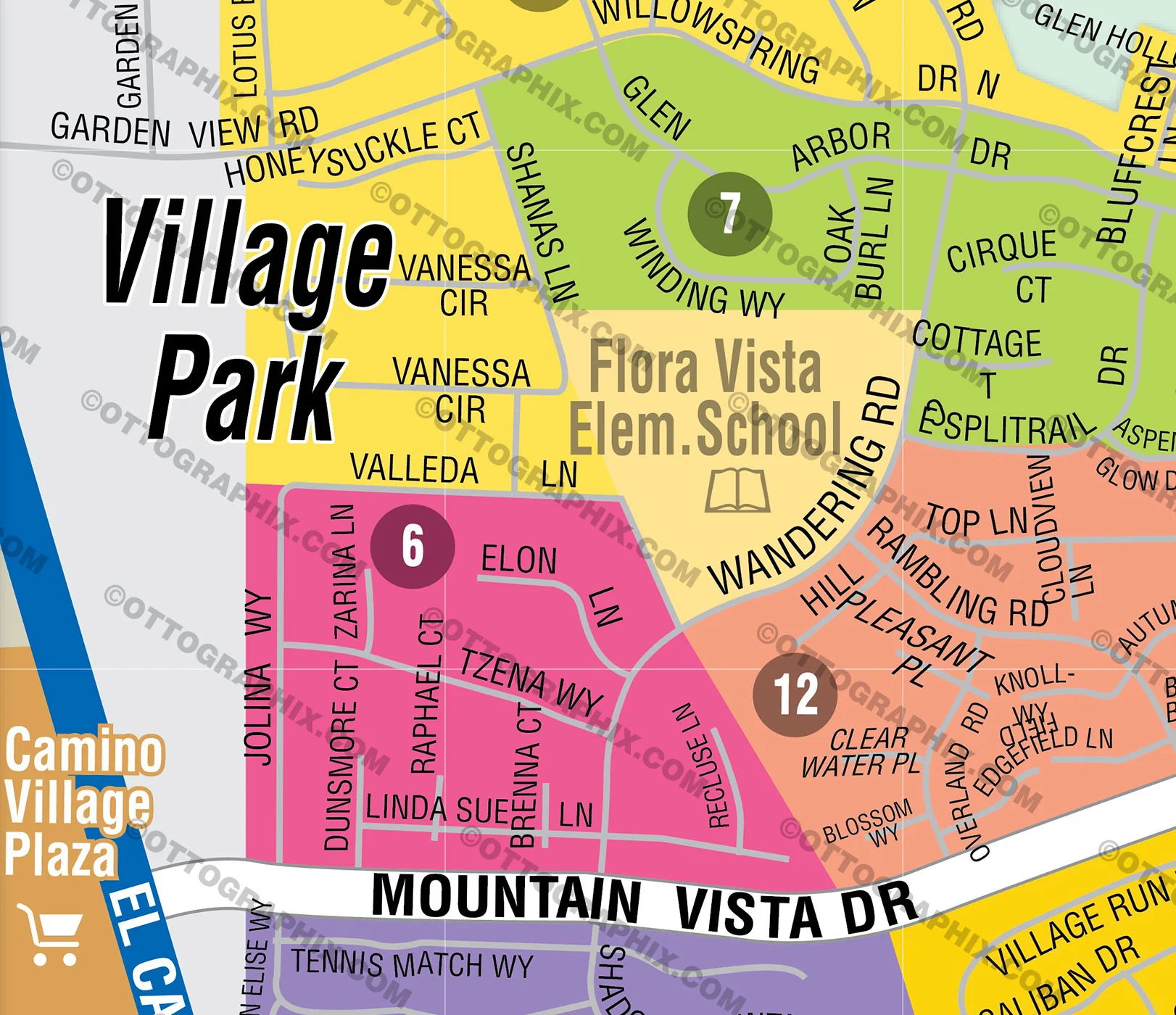 Village Park Map, San Diego County, CA - FILES - PDF and AI, editable, vector, royalty free - Image 2