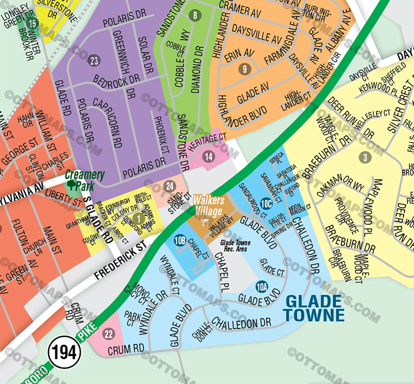 Walkersville Map, Frederick County, MD - FILES - PDF and AI Files, editable, vector, royalty free - Image 2