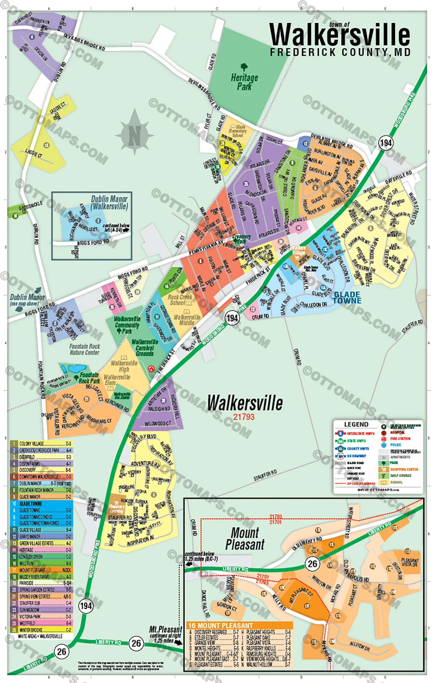 Walkersville Map, Frederick County, MD - FILES - PDF and AI Files, editable, vector, royalty free - Image 3