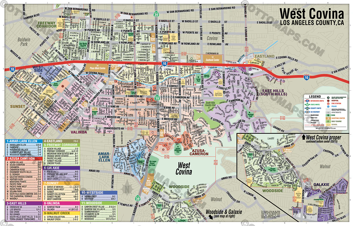 West Covina Map, Los Angeles County, CA - FILES - PDF and AI, editable, vector, royalty free - Image 3