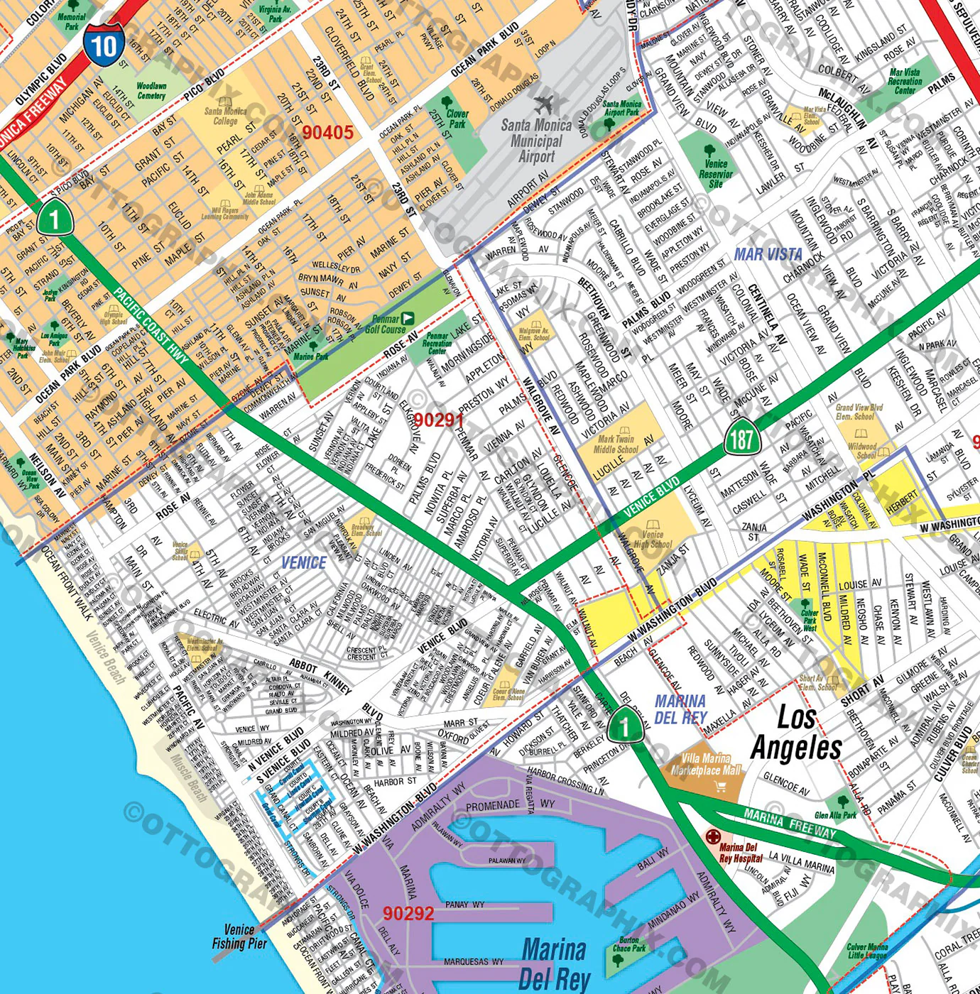 West Side Cities Map, Los Angeles County, CA - FILES - PDF and AI, editable, vector, royalty free - Image 2