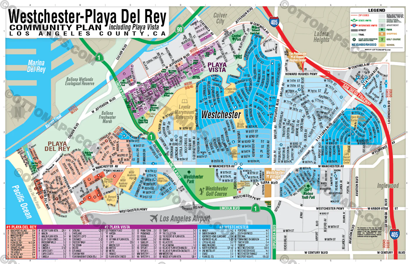 Westchester - Playa Del Rey Community Plan Map, Los Angeles County, CA - FILES - PDF and AI, editable, vector, royalty free - Image 3