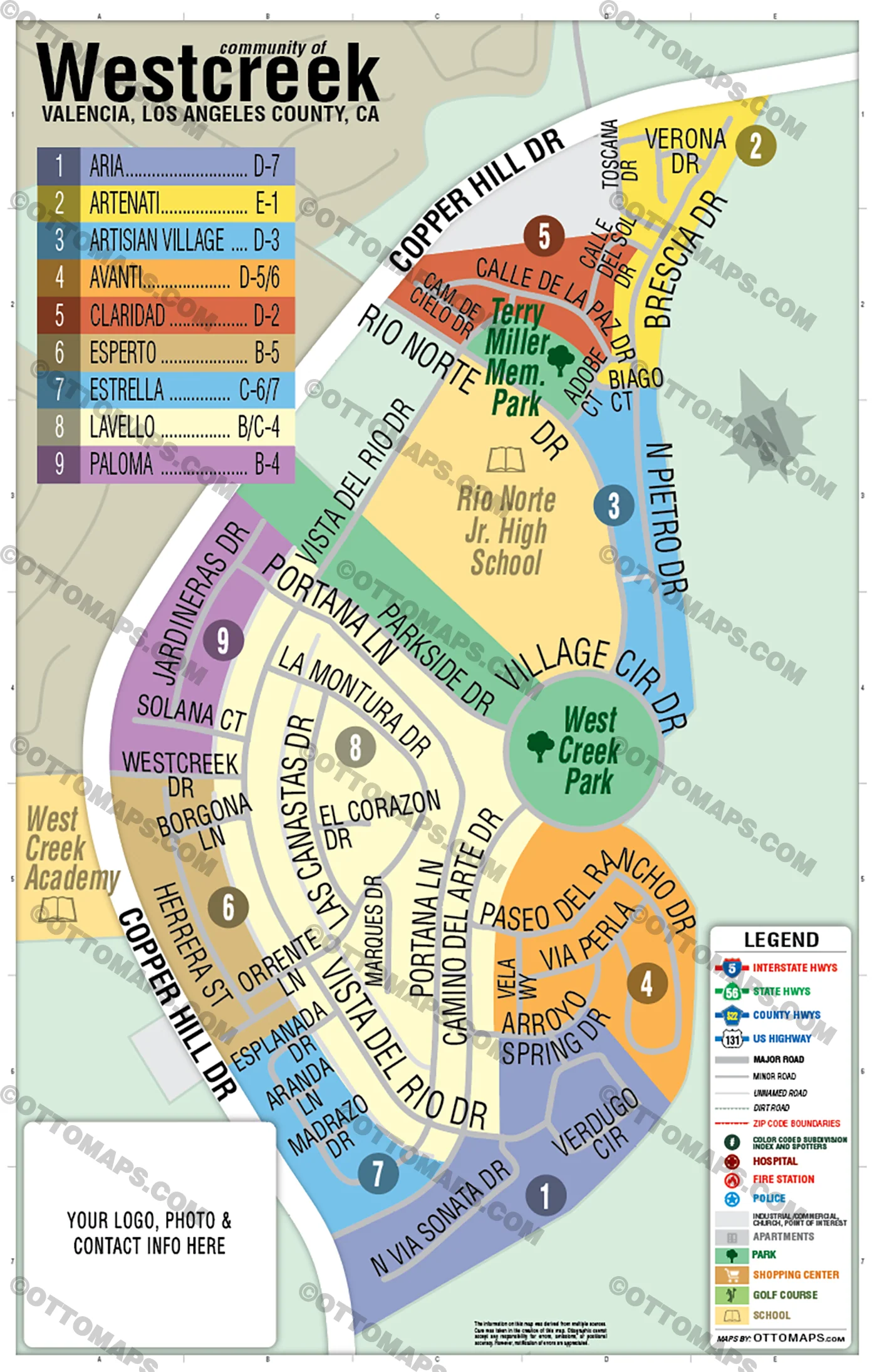 Westcreek Map, Valencia, LA County - FILES - PDF and AI, editable, vector, royalty free - Image 2