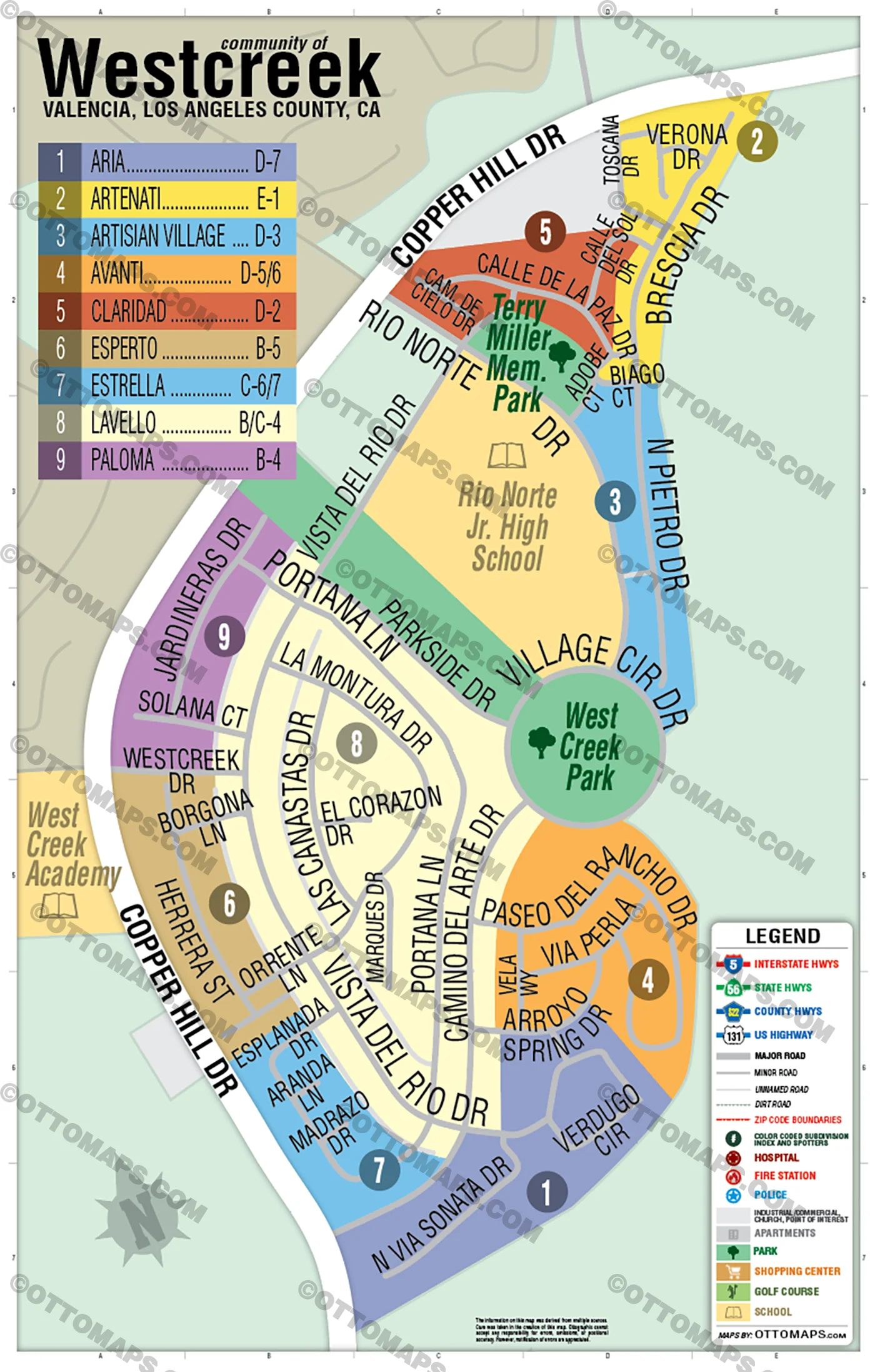 Westcreek Map, Valencia, LA County -  POSTER PRINTS - Image 2