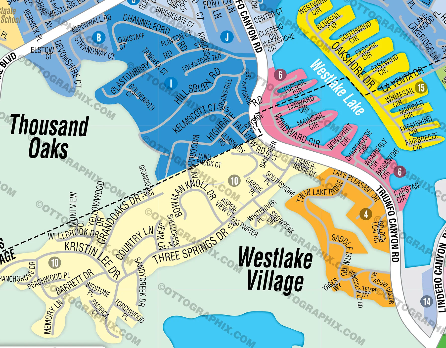 Westlake Village Map, Los Angeles County, CA - FILES - PDF and AI, editable, vector, royalty free - Image 2