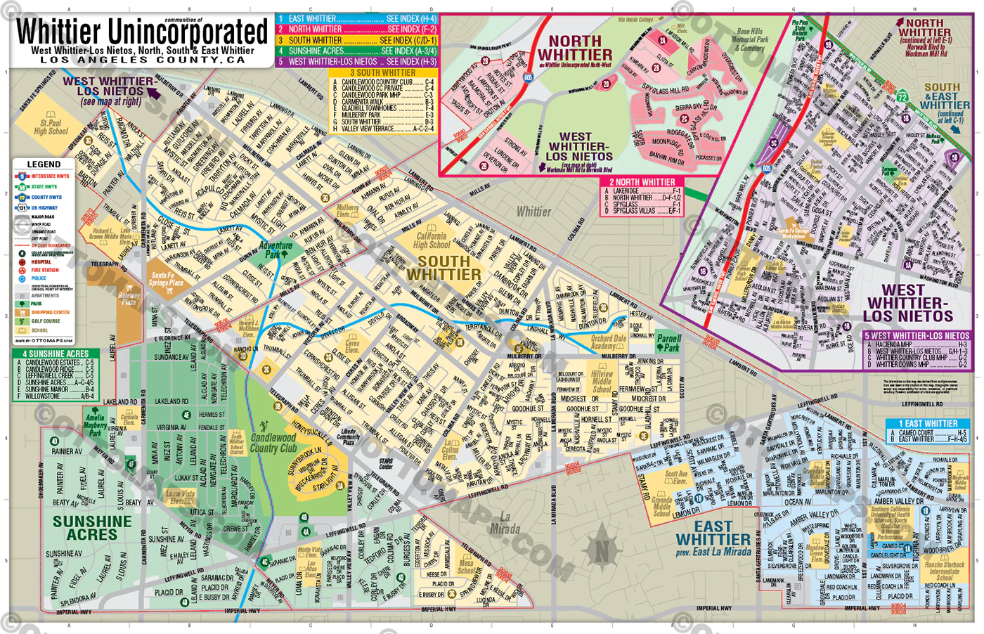 Whittier Unincorporated, Los Angeles County, CA - FILES - PDF and AI, editable, vector, royalty free