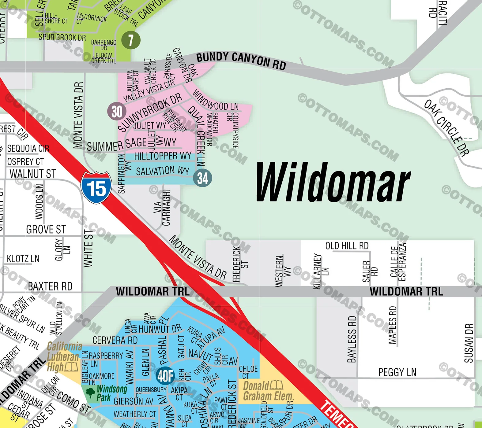 Wildomar Map, Riverside County, CA - FILES - PDF and AI, editable, vector, royalty free - Image 2