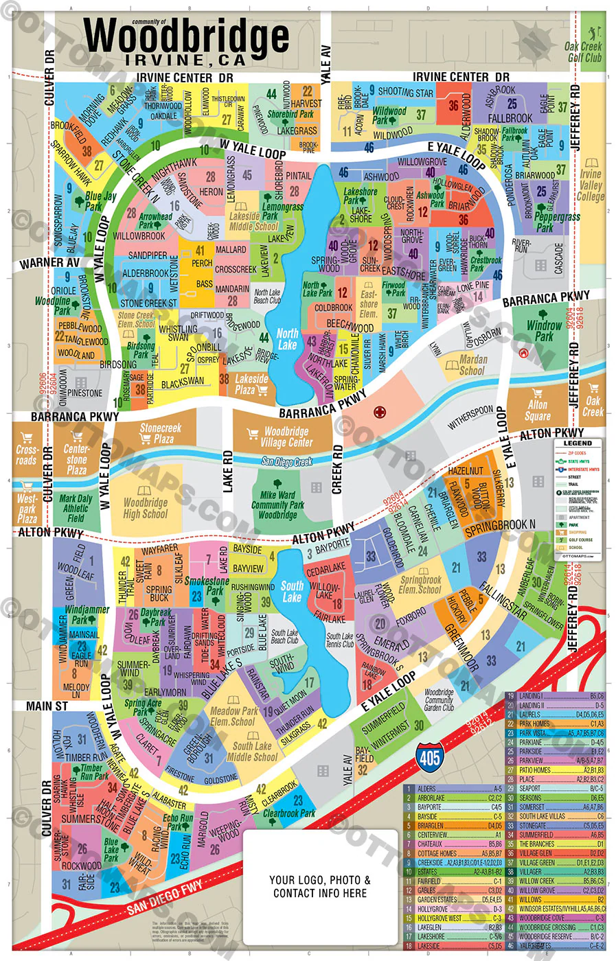 Woodbridge Map, Irvine, CA - FILES - PDF and AI, editable, vector, royalty free