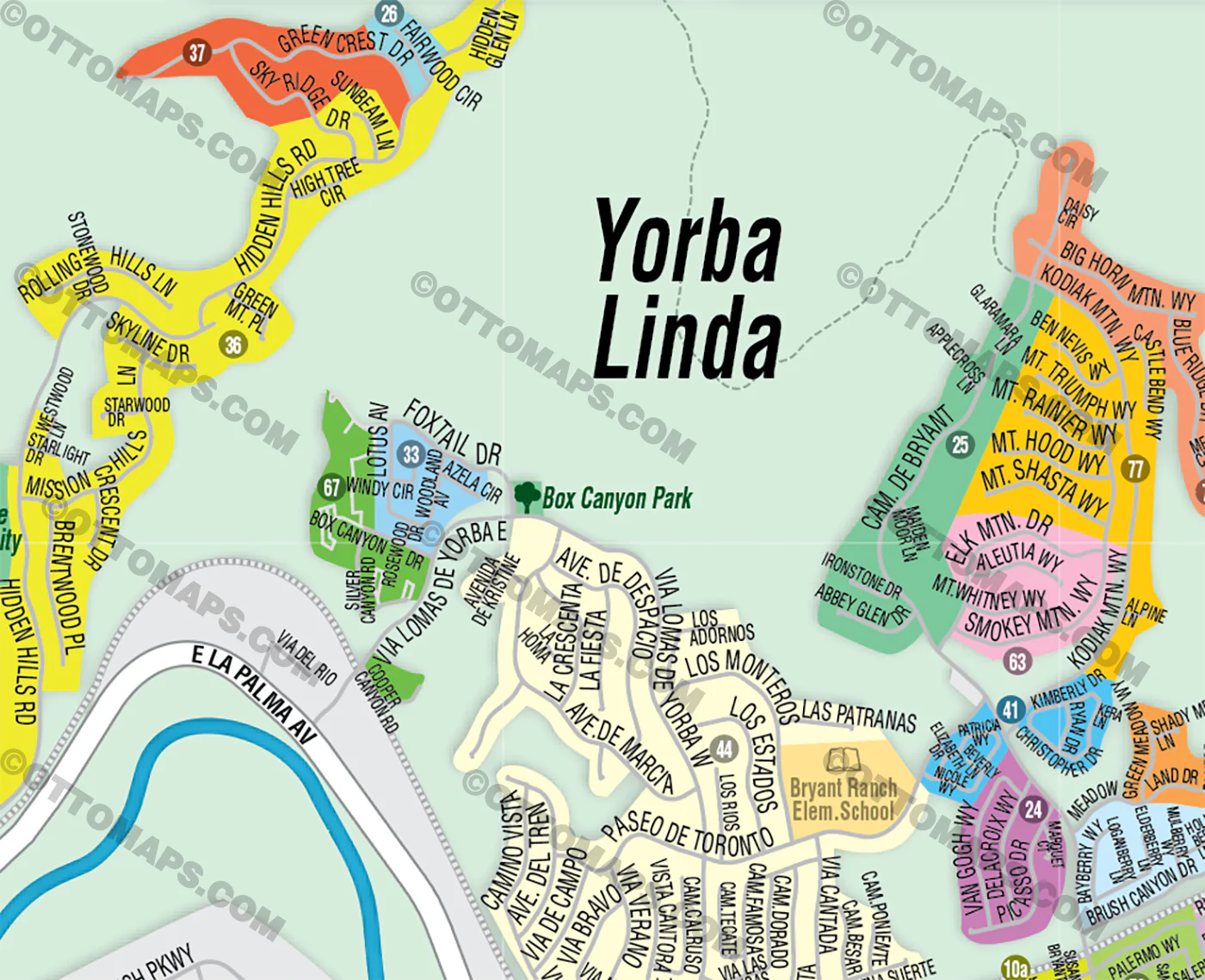 Yorba Linda Map, Orange County, CA - FILES - PDF and AI, editable, vector, royalty free - Image 2
