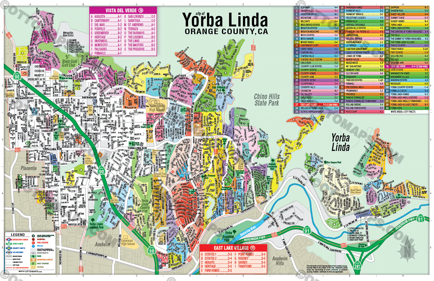 Yorba Linda Map, Orange County, CA - POSTER PRINTS - Image 2