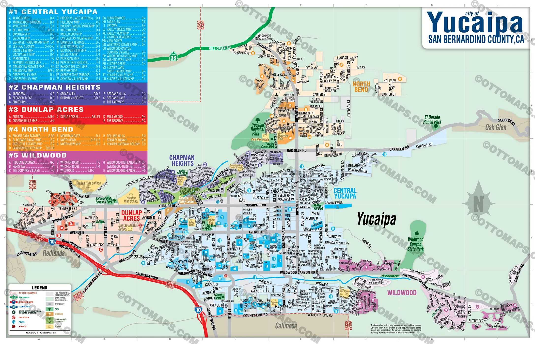 Yucaipa Map, San Bernardino County, CA - FILES - PDF and AI, editable, vector, royalty free - Image 2